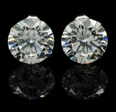 8CTW CZ Round-Cut 14K White Push Back Stud Earrings 10mm