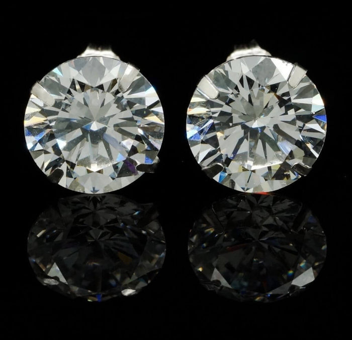 8CTW CZ Round-Cut 14K White Push Back Stud Earrings 10mm
