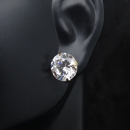 8CTW CZ Round-Cut 14K Yellow Gold Pushback Stud Earrings 10mm