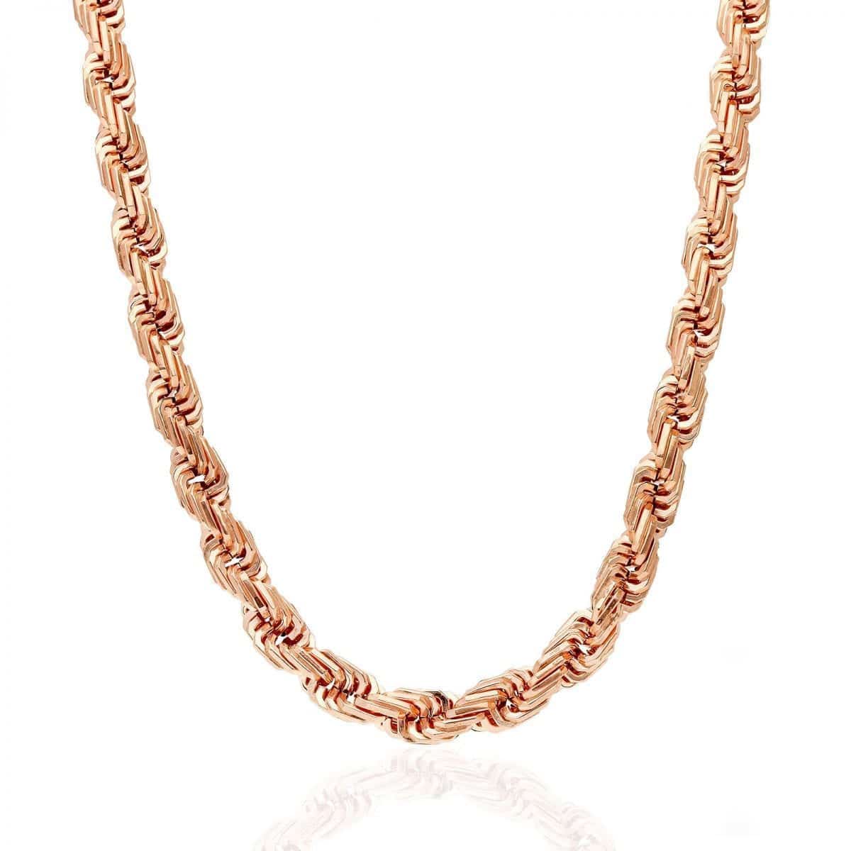 10K Rose Gold 5-8mm Square Rope Chain (Hollow) 20"-26"