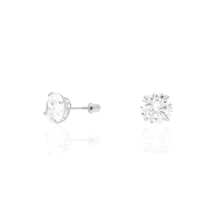 14k White Gold CZ Stud Screw Back Earrings 0.10Ct-4Ct