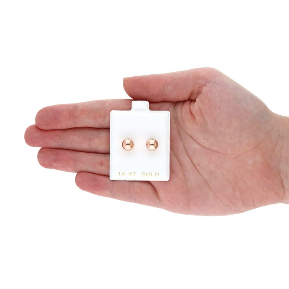 14k Rose Gold Ball Push Back Stud Earrings 3mm-10mm