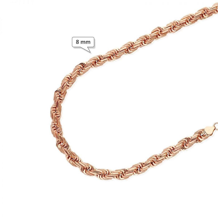 10K Rose Gold 5-8mm Square Rope Chain (Hollow) 20"-26"