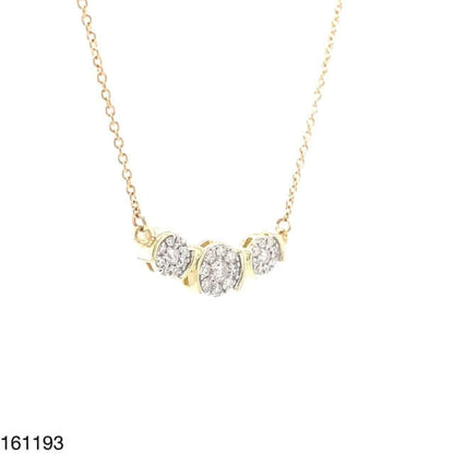 Real Diamond 10K Yellow Gold Triple Diamond Cluster Pendant Necklace 17.5"
