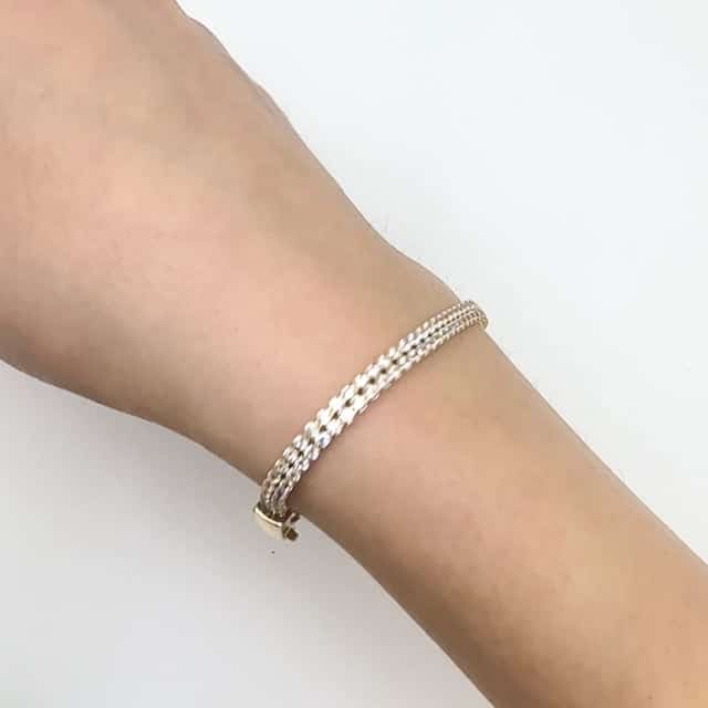 14K Real Gold Yellow 3.8mm Double-Row CZ Tennis Bracelet 7"