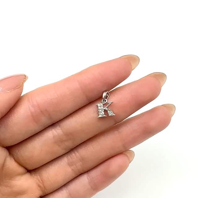 .05CTW Natural Diamond 10K White Gold Initial Letter Pendant - WJD Exclusives