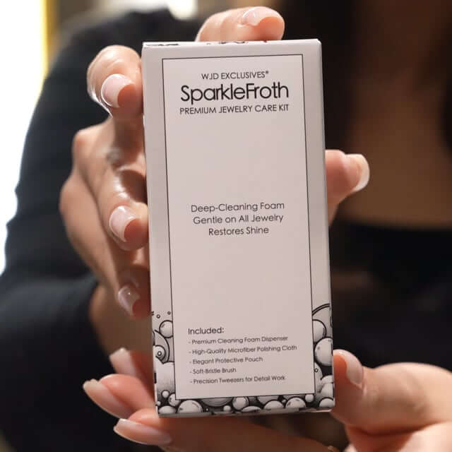 SparkleFroth Jewelry Cleaning Kit for Gold & Silver Brush Tweezers Non - Toxic - WJD Exclusives
