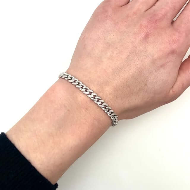 2.20CTW Natural Diamond 10K Yellow White Gold Two - Tone 6mm Cuban Bracelet (Solid Links) 7.5" - WJD Exclusives