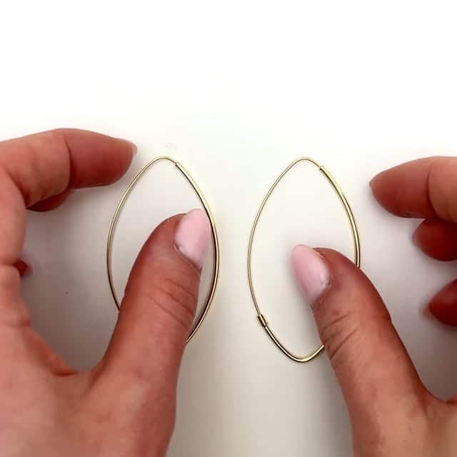 14K Yellow Gold White Rose Marquise Endless Hoop Earrings 35mm - 59mm - WJD Exclusives