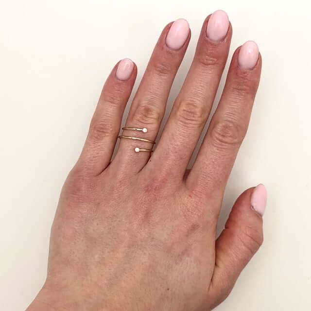 0.07CTW Real Diamond 14K Real Gold Wrap Around Bypass Cocktail Ring