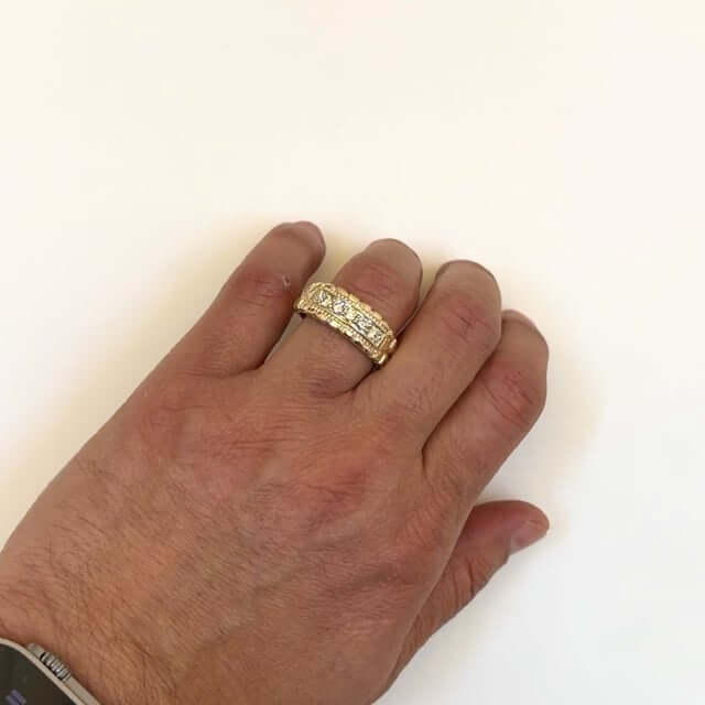 0.50CTW Real Diamond 10K Real Gold Nugget Band Ring