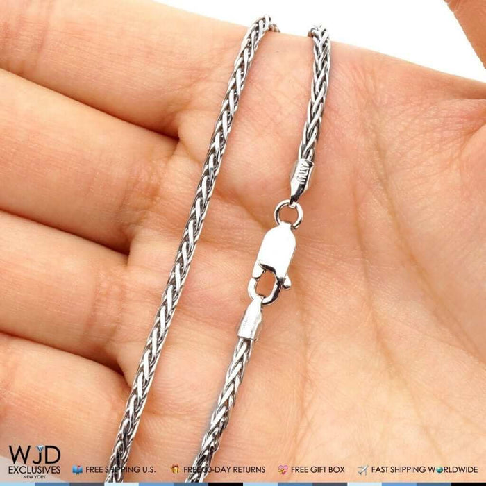 925 Italy Sterling Silver 2mm Wheat Spiga Rope Chain (Solid Links) 18"-24"