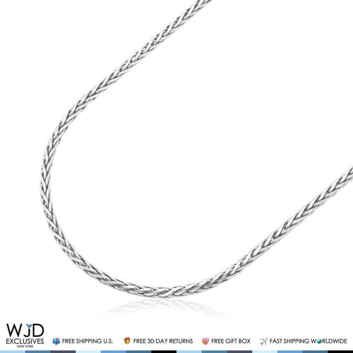 925 Italy Sterling Silver 2mm Wheat Spiga Rope Chain (Solid Links) 18"-24"