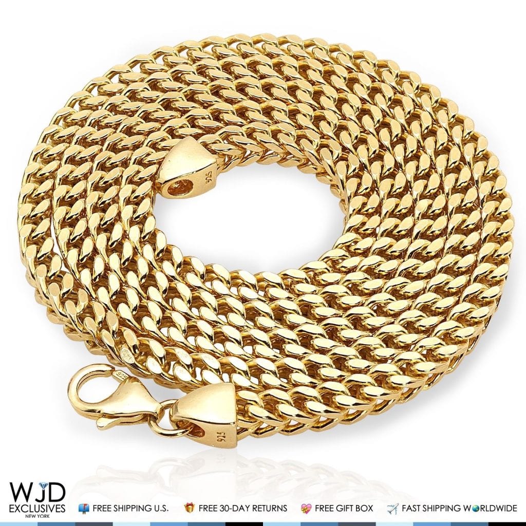 14K Gold Over 925 Sterling Silver 4mm Franco Box Chain Necklace 20-30"