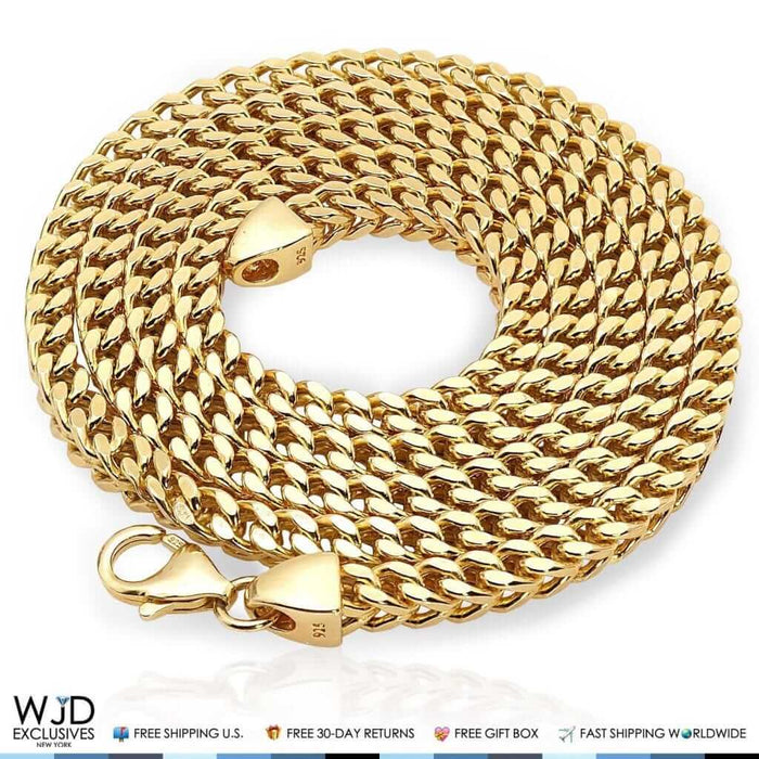 14K Gold Over Sterling Silver 4mm Franco Box Chain (Solid Links) 20"-30"