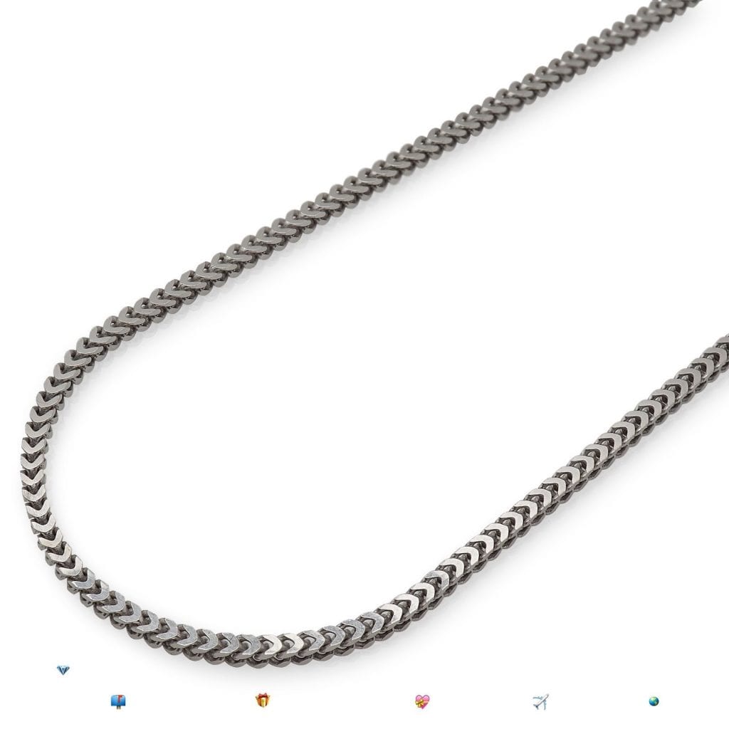 Sterling silver Franco chain close-up – 18 to 30-inch options
