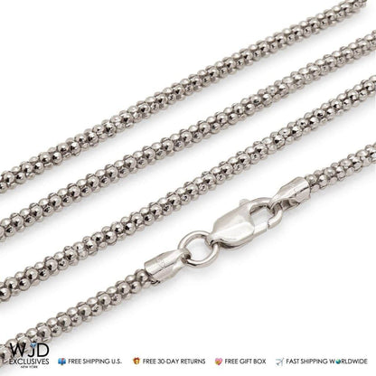 925 Sterling Silver 3mm Popcorn Chain Necklace 24&quot;