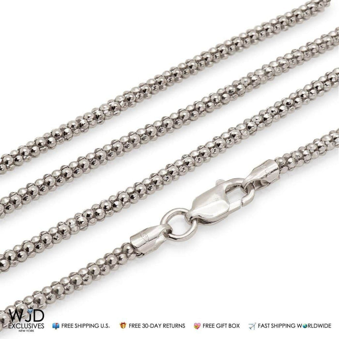 Sterling Silver 3mm Popcorn Chain (Hollow) 24"