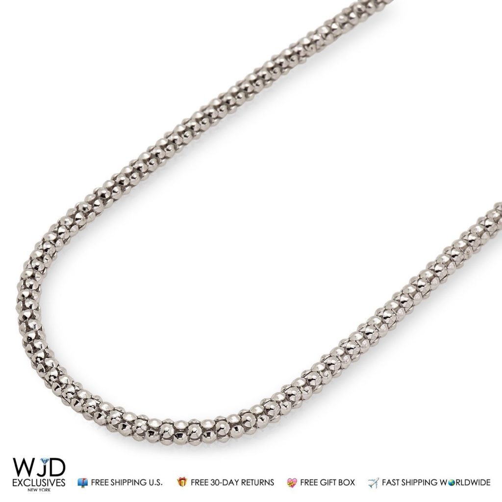925 Sterling Silver 3mm Popcorn Chain Necklace 24&quot;
