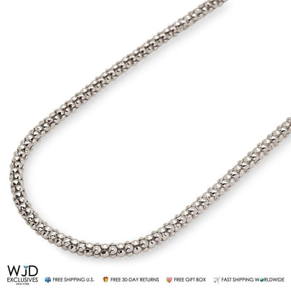 925 Sterling Silver 3mm Popcorn Chain Necklace 24&quot;