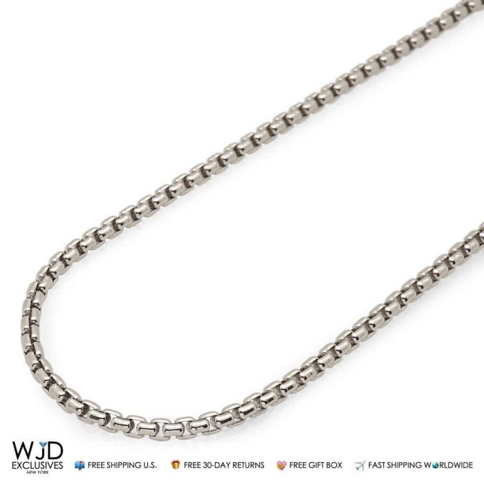 Sterling Silver 3mm Round Box Chain (Solid Links) 18"-30"