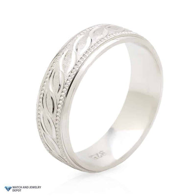 925 Sterling Silver 6mm Diamond-Cut Milgrain Wedding Band Ring