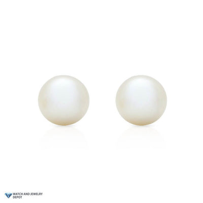 925 Sterling Silver 7mm Cultured White Pearl Stud Push Back Earrings
