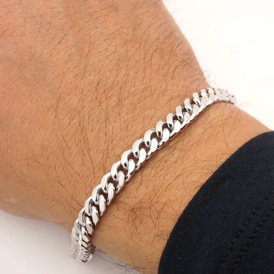 Sterling Silver 7mm Miami Cuban Bracelet (Solid Links) 9"