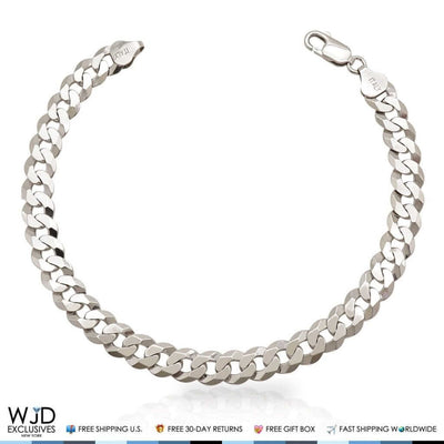 Sterling Silver 8mm Cuban Curb Bracelet (Solid) 9"