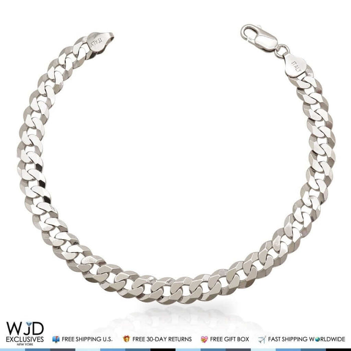 Sterling Silver 8mm Cuban Curb Bracelet (Solid) 9"