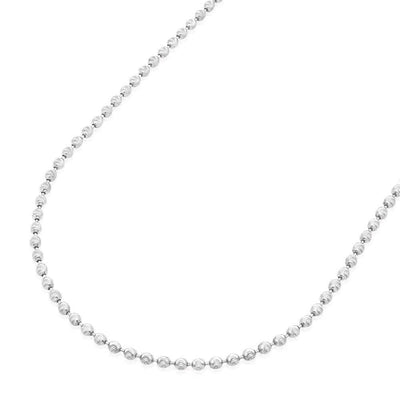 Sterling Silver 2mm Moon-Cut Bead Ball Chain (Hollow) 16"-28"