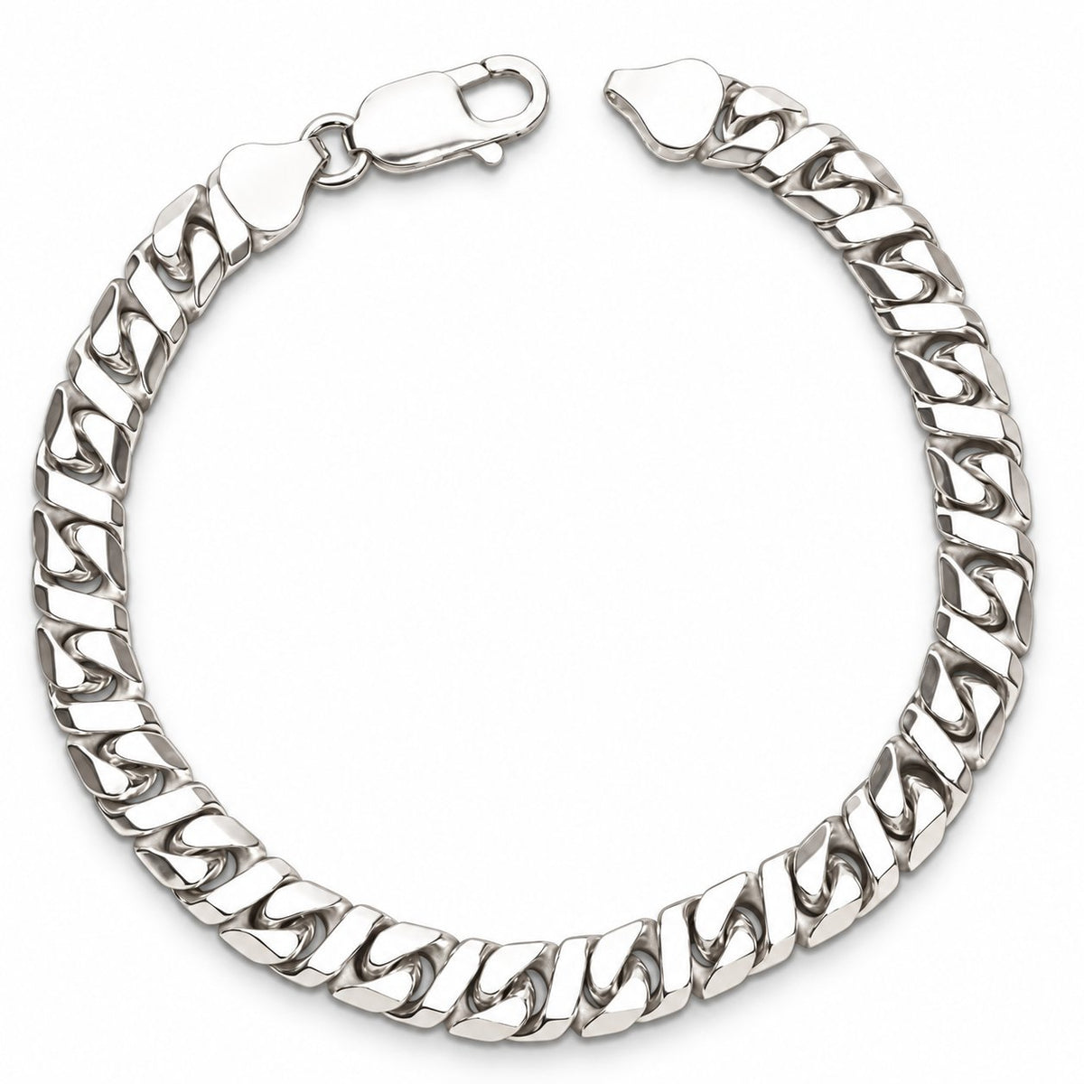 Sterling Silver 7mm Fancy Infinity Flat Cuban Bracelet (Solid Links) 8"