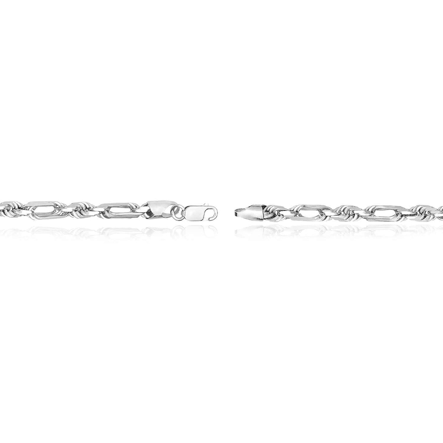 925 Sterling Silver 6mm Diamond - Cut Figarope Milano Bracelet (Solid Links) 7.25", 8" - WJD Exclusives