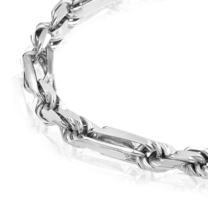 925 Sterling Silver 6mm Diamond - Cut Figarope Milano Bracelet (Solid Links) 7.25", 8" - WJD Exclusives