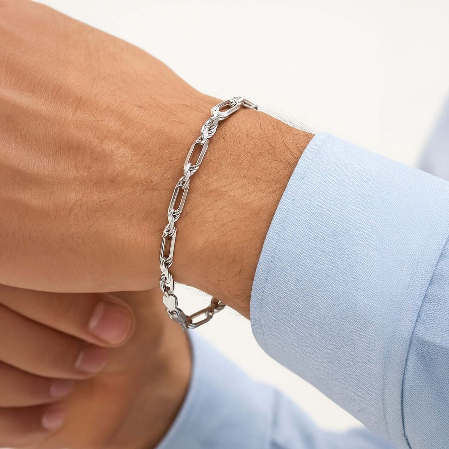 925 Sterling Silver 6mm Diamond - Cut Figarope Milano Bracelet (Solid Links) 7.25", 8" - WJD Exclusives