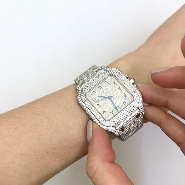 Cartier Santos 35mm Diamond Stainless Steel Roman & Arabic Dial Automatic Watch