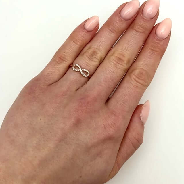 0.12CTW Natural Diamond 14K Rose Gold Infinity Ring - WJD Exclusives