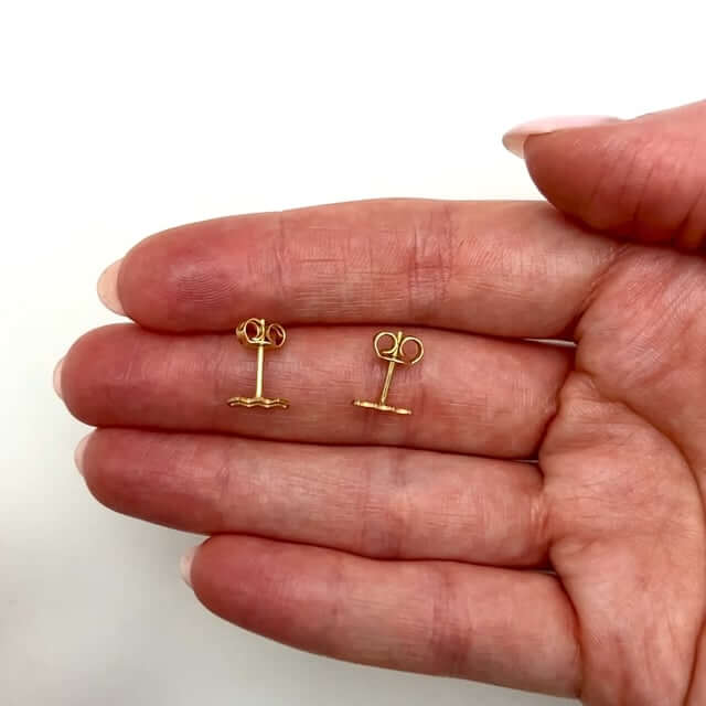 14K Real Gold Astrological Zodiac Sign Stud Push Back Earrings 5mm