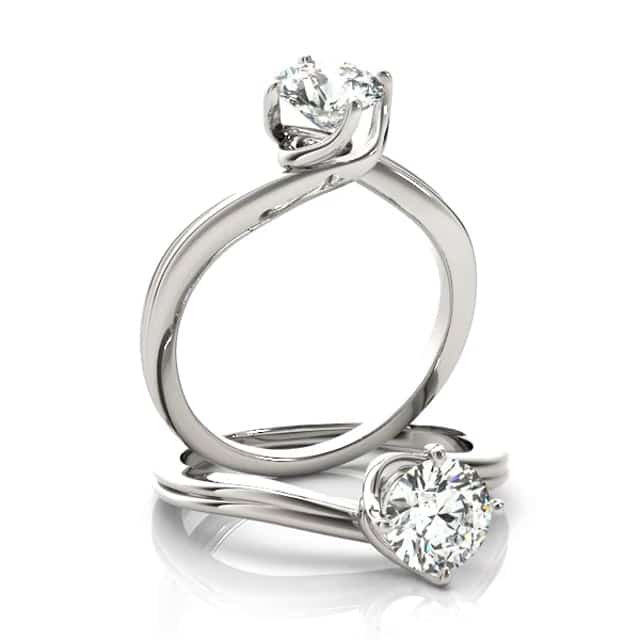 1CT Charles & Colvard Forever One Moissanite 14K Real Gold White Engagement Ring