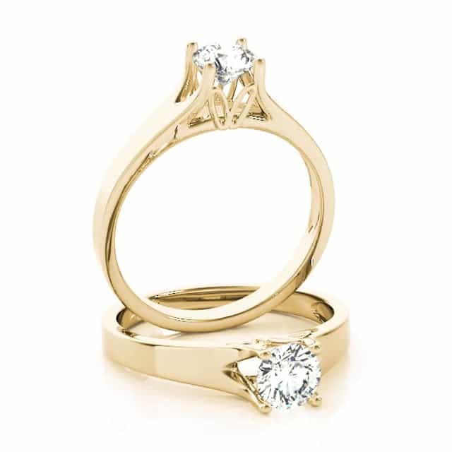 1CT Charles & Colvard Forever One Moissanite 14K Real Gold Engagement Ring