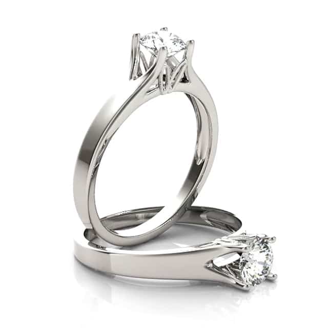 1CT Charles & Colvard Forever One Moissanite 14K Real Gold White Engagement Ring
