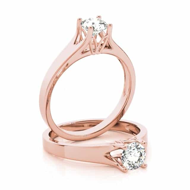 1CT Charles & Colvard Forever One Moissanite 14K Real Gold Rose Engagement Ring