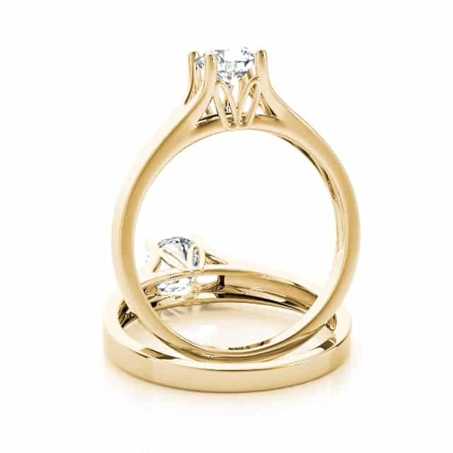 2C Charles & Colvard Forever One Moissanite 14K Real Gold Yellow Engagement Ring
