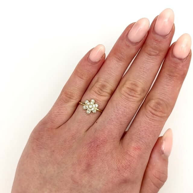 10K Yellow Gold 0.3CTW CZ Flower Ring - WJD Exclusives