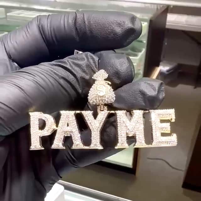 2.20CTW Natural Diamond 10K Yellow Gold Money Dollar Bag PAY ME Pendant 1.2" - WJD Exclusives