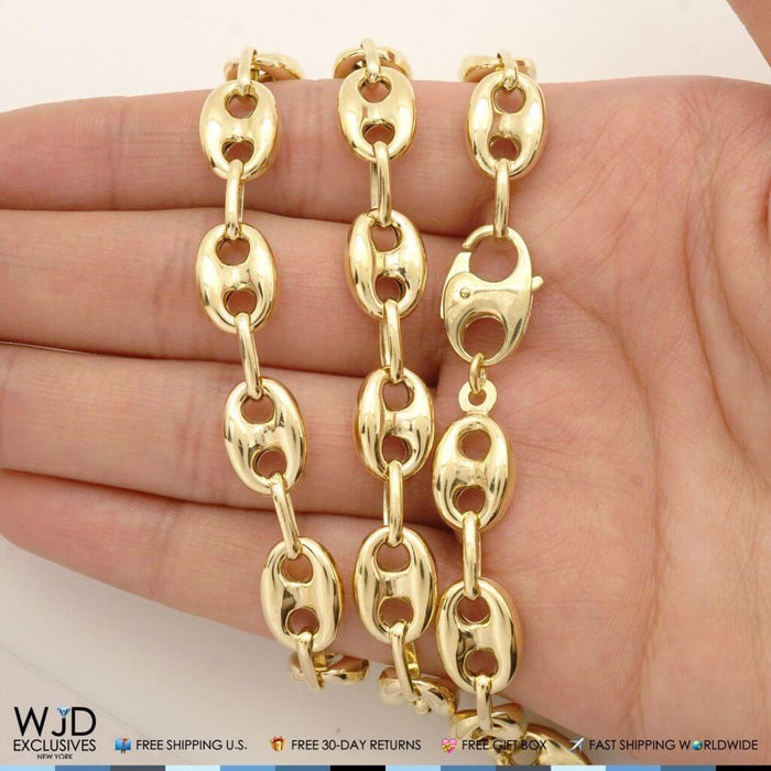 10K Yellow Gold 9.3mm Puffed Fancy Anchor Chain (Hollow) 24"-34"
