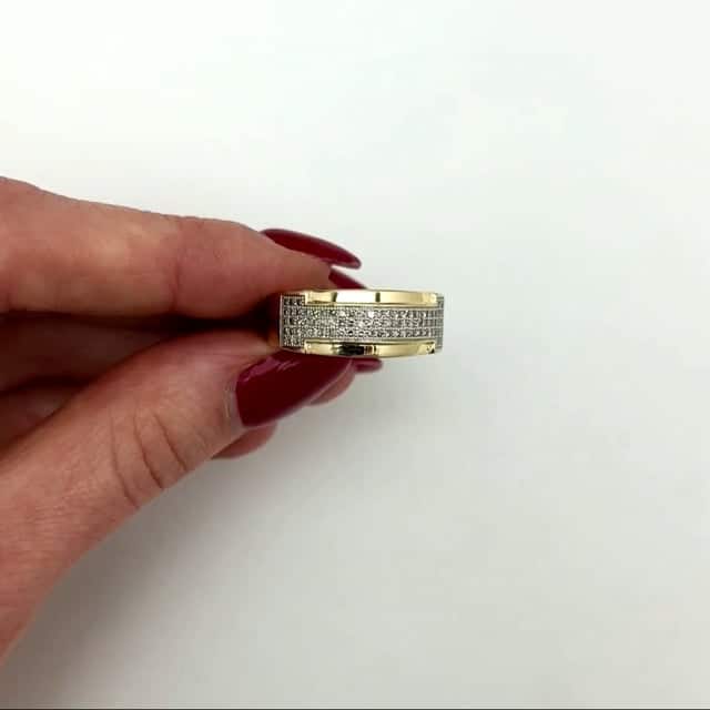 0.50CTW Natural Diamond 10K Gold Yellow 10mm Modern Band Ring - WJD Exclusives