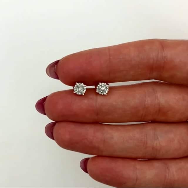 0.15CTW Natural Diamond 10K Gold White Rose Round Cluster Stud Earrings 5mm - WJD Exclusives