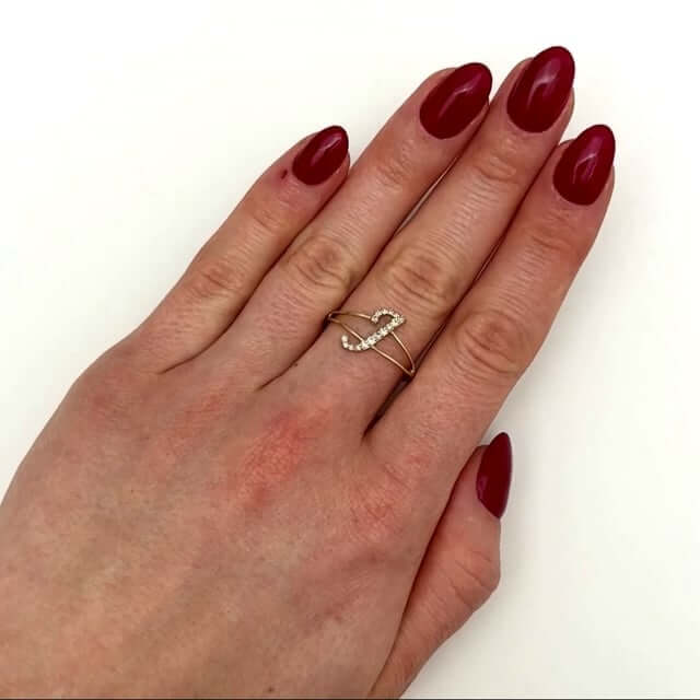 0.16CTW Natural Diamond 10K Yellow Gold Alphabet Initial Diamond Ring - WJD Exclusives