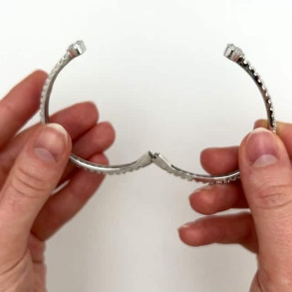 2.65CTW Natural Diamond 10K Gold Yellow White Rose Heart Cuff Bangle Bracelet
